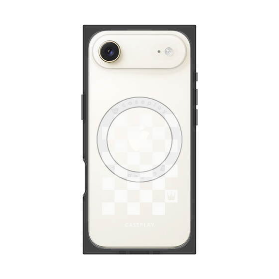プレミアムスクエアケース with MagSafe［ Racing checkered flag White - レーシングチェッカーフラッグ ホワイト ］
