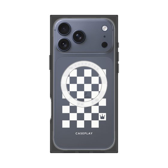 プレミアムスクエアケース with MagSafe［ Racing checkered flag White - レーシングチェッカーフラッグ ホワイト ］