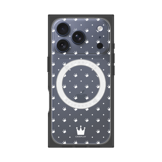 プレミアムスクエアケース with MagSafe［ CASEPLAY Crown dots White - ケースプレイ・クラウン・ドッツ ホワイト ］