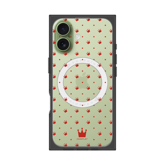 プレミアムスクエアケース with MagSafe［ CASEPLAY Crown dots Red - ケースプレイ・クラウン・ドッツ レッド ］