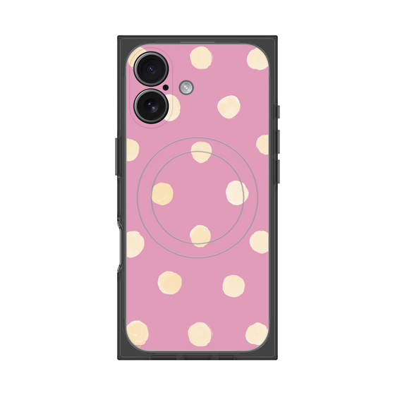 プレミアムスクエアケース with MagSafe［ 水彩ドット・レトロカラー - Pink ］