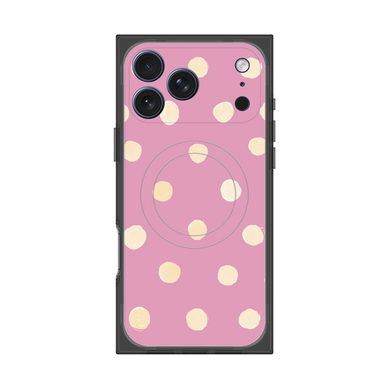 プレミアムスクエアケース with MagSafe［ 水彩ドット・レトロカラー - Pink ］