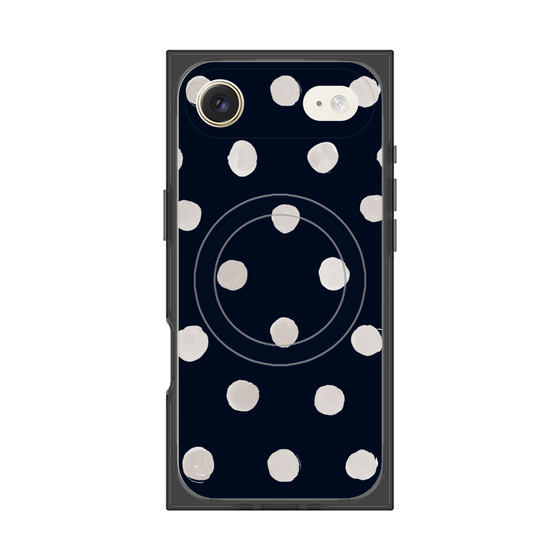 プレミアムスクエアケース with MagSafe［ 水彩ドット・レトロカラー - Navy ］