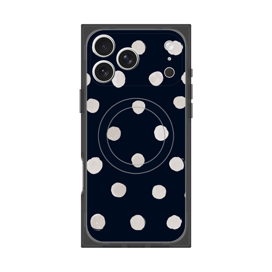 プレミアムスクエアケース with MagSafe［ 水彩ドット・レトロカラー - Navy ］