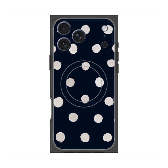 プレミアムスクエアケース with MagSafe［ 水彩ドット・レトロカラー - Navy ］