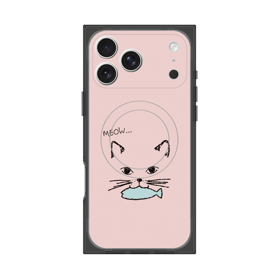 プレミアムスクエアケース with MagSafe［ 食いしん坊なねこ - Pink ］