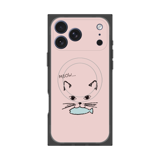 プレミアムスクエアケース with MagSafe［ 食いしん坊なねこ - Pink ］