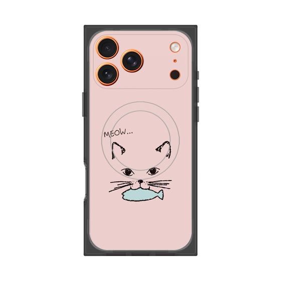 プレミアムスクエアケース with MagSafe［ 食いしん坊なねこ - Pink ］