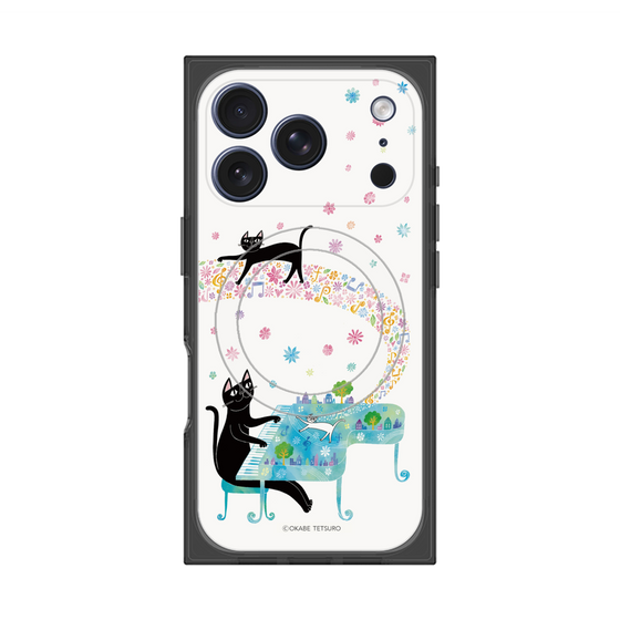 プレミアムスクエアケース with MagSafe［ おかべてつろう - 黒猫クロのとおりみち ］