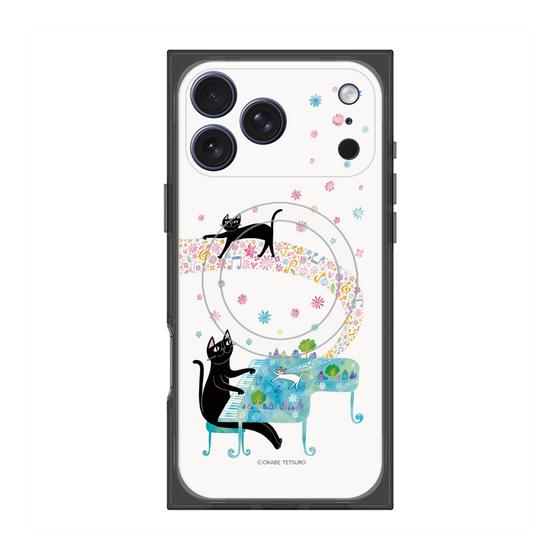 プレミアムスクエアケース with MagSafe［ おかべてつろう - 黒猫クロのとおりみち ］