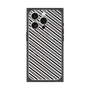 プレミアムスクエアケース with MagSafe［ Small Stripe - Gray × Black ］