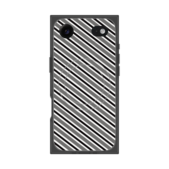 プレミアムスクエアケース with MagSafe［ Small Stripe - Gray × Black ］