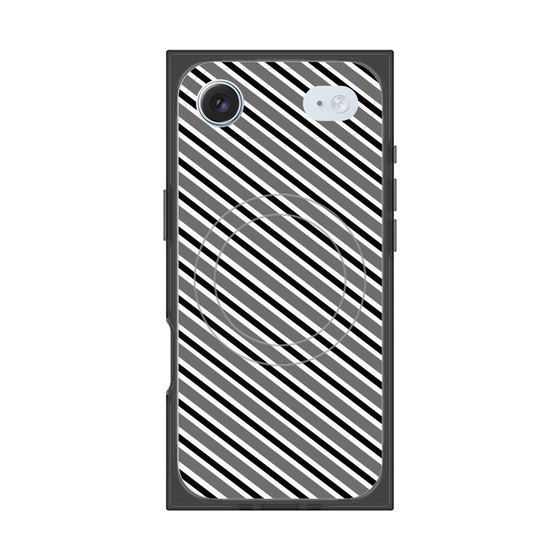 プレミアムスクエアケース with MagSafe［ Small Stripe - Gray × Black ］