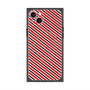 プレミアムスクエアケース with MagSafe［ Small Stripe - Red × Black ］