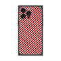 プレミアムスクエアケース with MagSafe［ Small Stripe - Red × Black ］