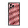 プレミアムスクエアケース with MagSafe［ Small Stripe - Red × Black ］