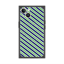 プレミアムスクエアケース with MagSafe［ Small Stripe - Navy × Green ］