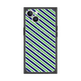 プレミアムスクエアケース with MagSafe［ Small Stripe - Navy × Green ］