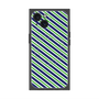 プレミアムスクエアケース with MagSafe［ Small Stripe - Navy × Green ］