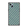 プレミアムスクエアケース with MagSafe［ Small Stripe - Navy × Green ］