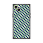 プレミアムスクエアケース with MagSafe［ Small Stripe - Navy × Green ］
