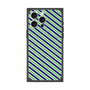 プレミアムスクエアケース with MagSafe［ Small Stripe - Navy × Green ］