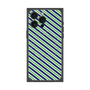 プレミアムスクエアケース with MagSafe［ Small Stripe - Navy × Green ］