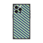 プレミアムスクエアケース with MagSafe［ Small Stripe - Navy × Green ］