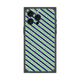 プレミアムスクエアケース with MagSafe［ Small Stripe - Navy × Green ］