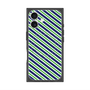 プレミアムスクエアケース with MagSafe［ Small Stripe - Navy × Green ］