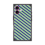 プレミアムスクエアケース with MagSafe［ Small Stripe - Navy × Green ］
