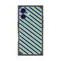 プレミアムスクエアケース with MagSafe［ Small Stripe - Navy × Green ］