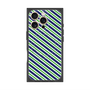 プレミアムスクエアケース with MagSafe［ Small Stripe - Navy × Green ］