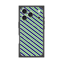 プレミアムスクエアケース with MagSafe［ Small Stripe - Navy × Green ］
