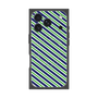 プレミアムスクエアケース with MagSafe［ Small Stripe - Navy × Green ］