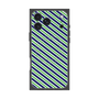 プレミアムスクエアケース with MagSafe［ Small Stripe - Navy × Green ］