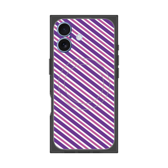 プレミアムスクエアケース with MagSafe［ Small Stripe - Purple × Pink ］