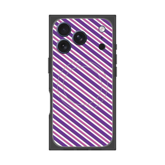 プレミアムスクエアケース with MagSafe［ Small Stripe - Purple × Pink ］