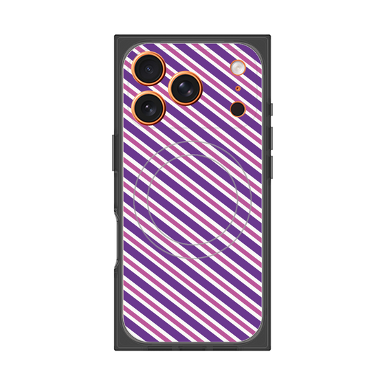 プレミアムスクエアケース with MagSafe［ Small Stripe - Purple × Pink ］