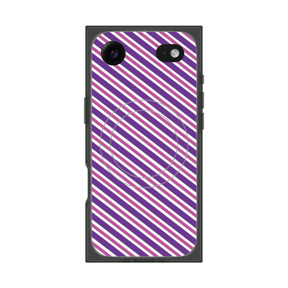 プレミアムスクエアケース with MagSafe［ Small Stripe - Purple × Pink ］