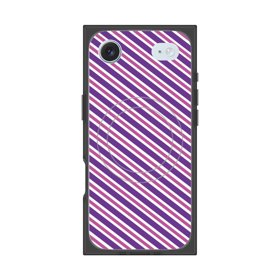 プレミアムスクエアケース with MagSafe［ Small Stripe - Purple × Pink ］