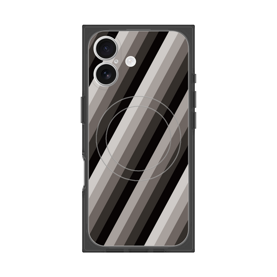 プレミアムスクエアケース with MagSafe［ Middle Stripe - Black ］