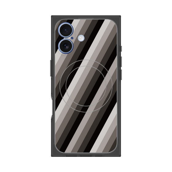 プレミアムスクエアケース with MagSafe［ Middle Stripe - Black ］