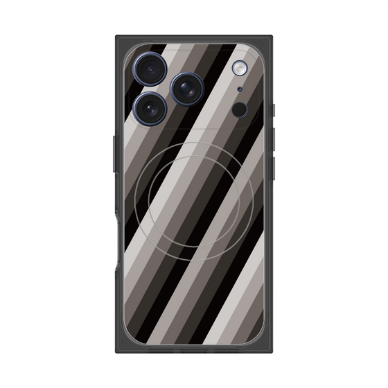 プレミアムスクエアケース with MagSafe［ Middle Stripe - Black ］