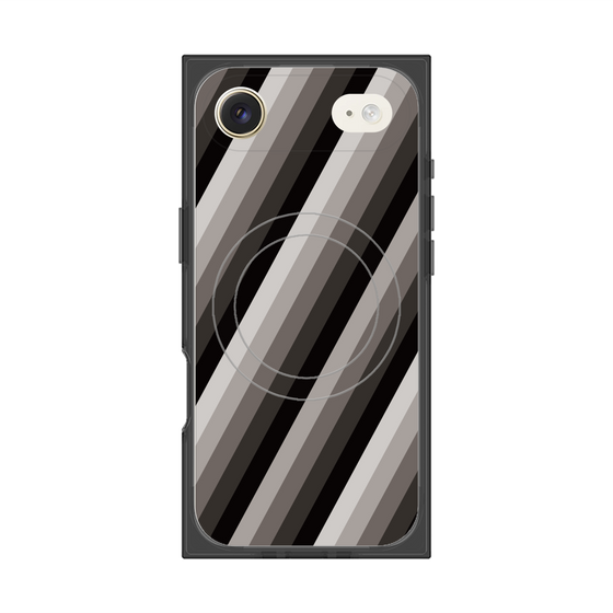 プレミアムスクエアケース with MagSafe［ Middle Stripe - Black ］