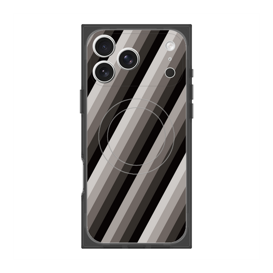 プレミアムスクエアケース with MagSafe［ Middle Stripe - Black ］