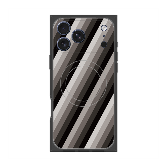 プレミアムスクエアケース with MagSafe［ Middle Stripe - Black ］