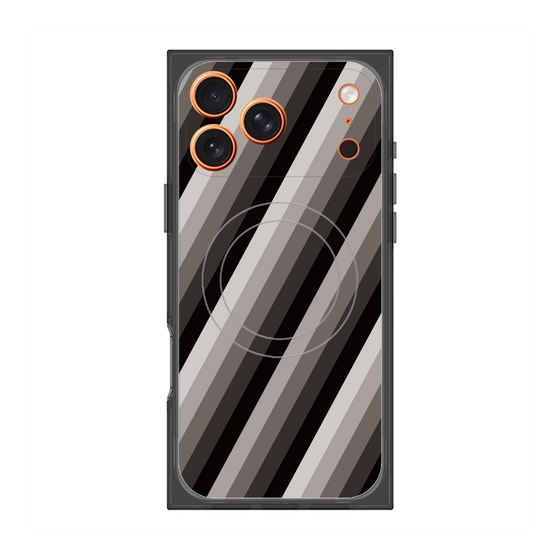 プレミアムスクエアケース with MagSafe［ Middle Stripe - Black ］