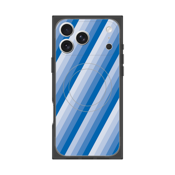 プレミアムスクエアケース with MagSafe［ Middle Stripe - Blue ］