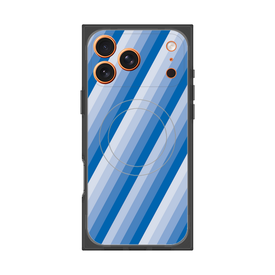 プレミアムスクエアケース with MagSafe［ Middle Stripe - Blue ］